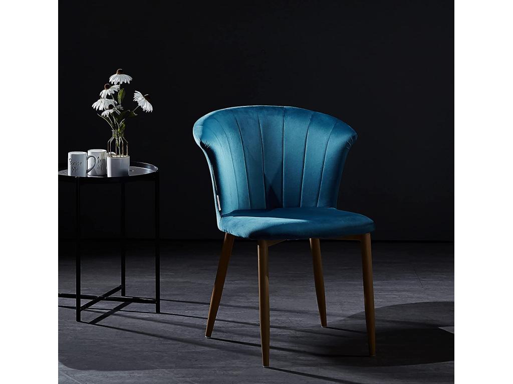 Nidchicshop - Vintage Velvet Chair - Blue 55598UUUY
