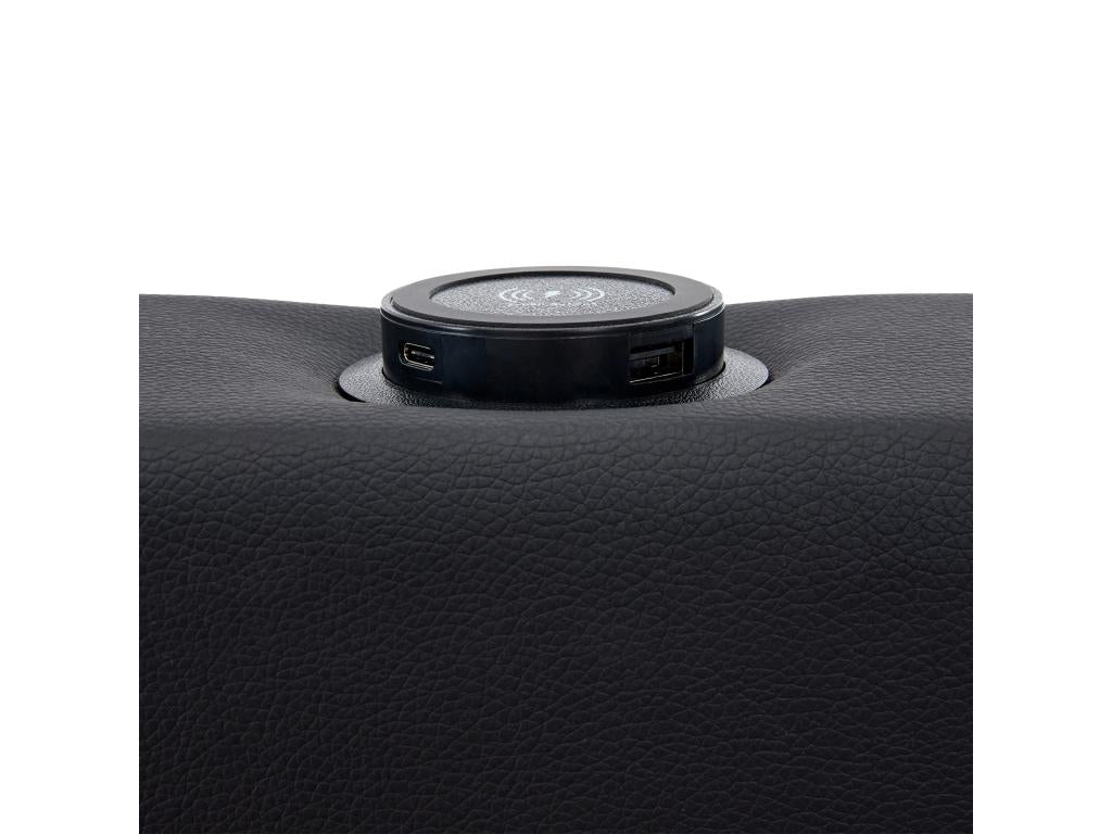 90x190 cm faux leather bed with drawers - with LED and wired/wireless charging ports - Black 05887LSOM