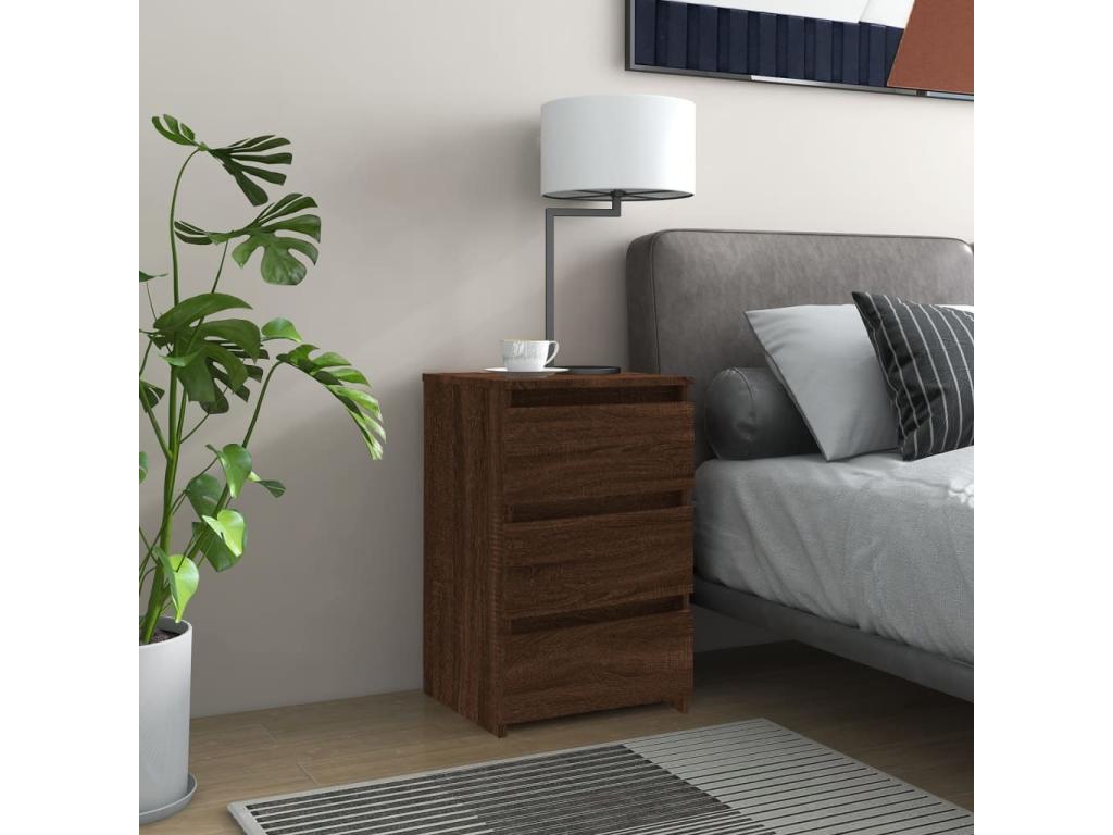 Bedside table, brown oak, 40x35x62.5 cm, engineered wood, 75013BWUI