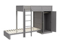 Children's bunk bed 90x200 cm with vertical safety steps, high fence design wardrobe, grey 65268FNOQ