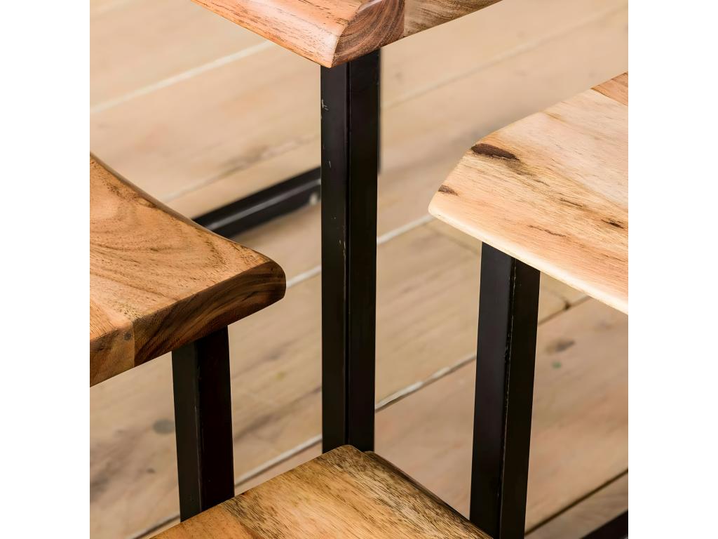 Nesting coffee tables in solid wood with natural edges, set of 2, Calmetop 20734URCX