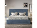 Bed with upholstered slatted base 160x200 microfiber blue Calmetop 77695EPZU