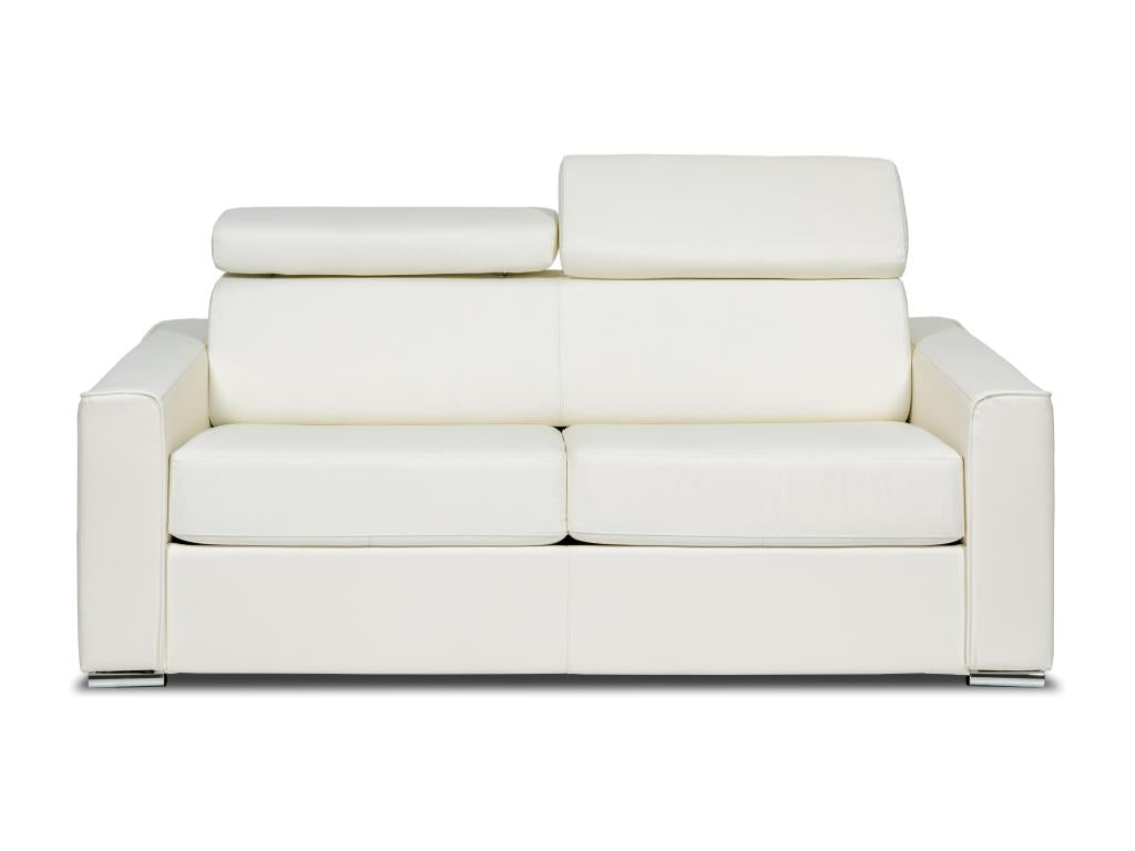 3-seater express convertible sofa in white buffalo leather - 140 cm sleeping area - 22 cm mattress - Nidchicshop 85141EYVL