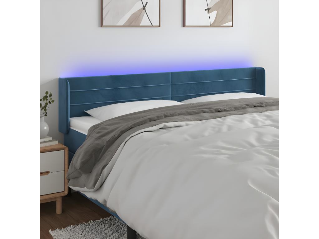 Dark Blue LED Headboard 183x16x78/88 cm Velvet 16180KMBR