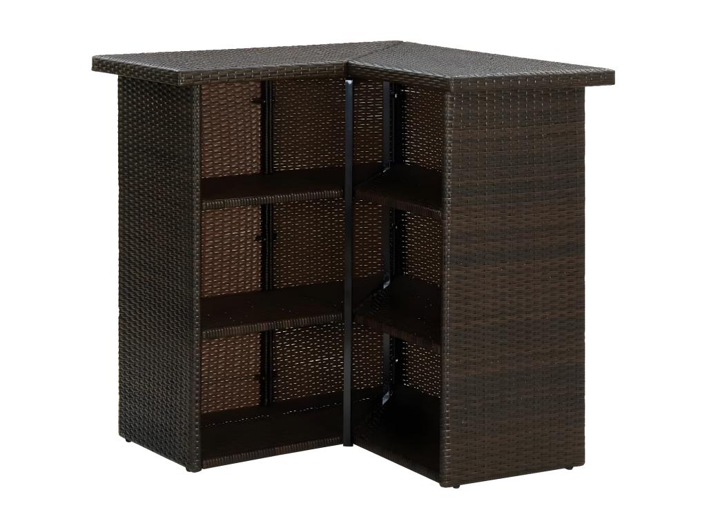 Brown Corner Bar Table 100x50x105 cm Woven Resin 87534ZAJP