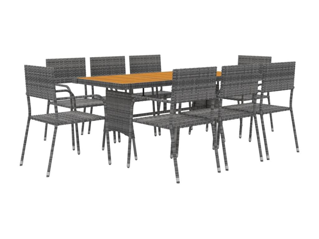 9-Piece Outdoor Dining Set, Wicker Resin, Grey 70670GNTI