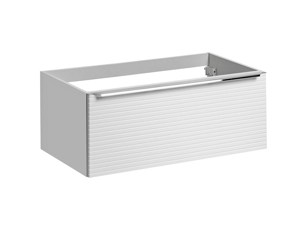 Wall-hung vanity unit with white ribbed finish - 90 cm - Nidchicshop 43641AXNP