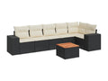 7-piece garden furniture set with cushions, black resin wicker 11136NJCN