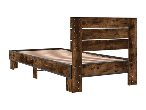 Smoked oak bed frame 100x200 engineered wood and metal 09500GIFC