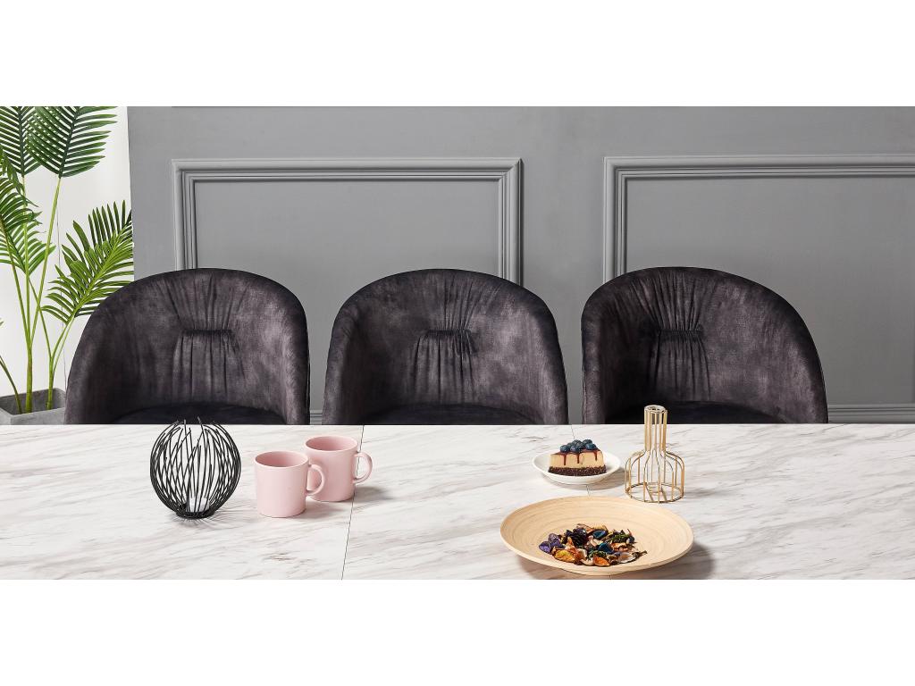 Nidchicshop - Set of 4 Velvet Dining Chairs - Black and Gold Stainless Steel Legs - Black 90917MVRI