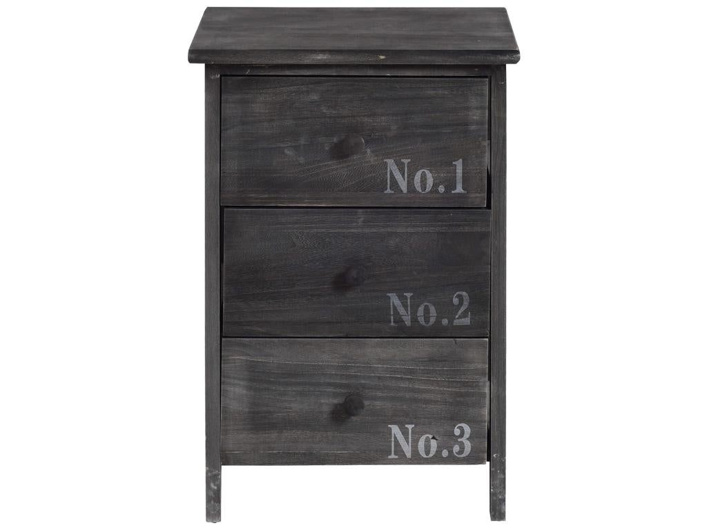 Vintage Grey Wood 3-Drawer Bedside Table/Chest of Drawers 54x35x27 54726GXLY
