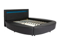 Round bed 180x200 cm - With LEDs - Faux - Black - Nidchicshop III 45661CKNP