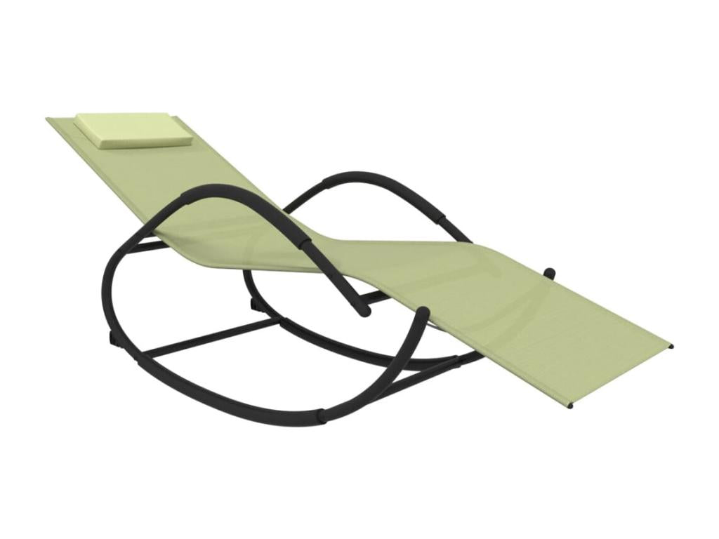 Cream rocking chaise longue in steel and textilene 55175EJVF