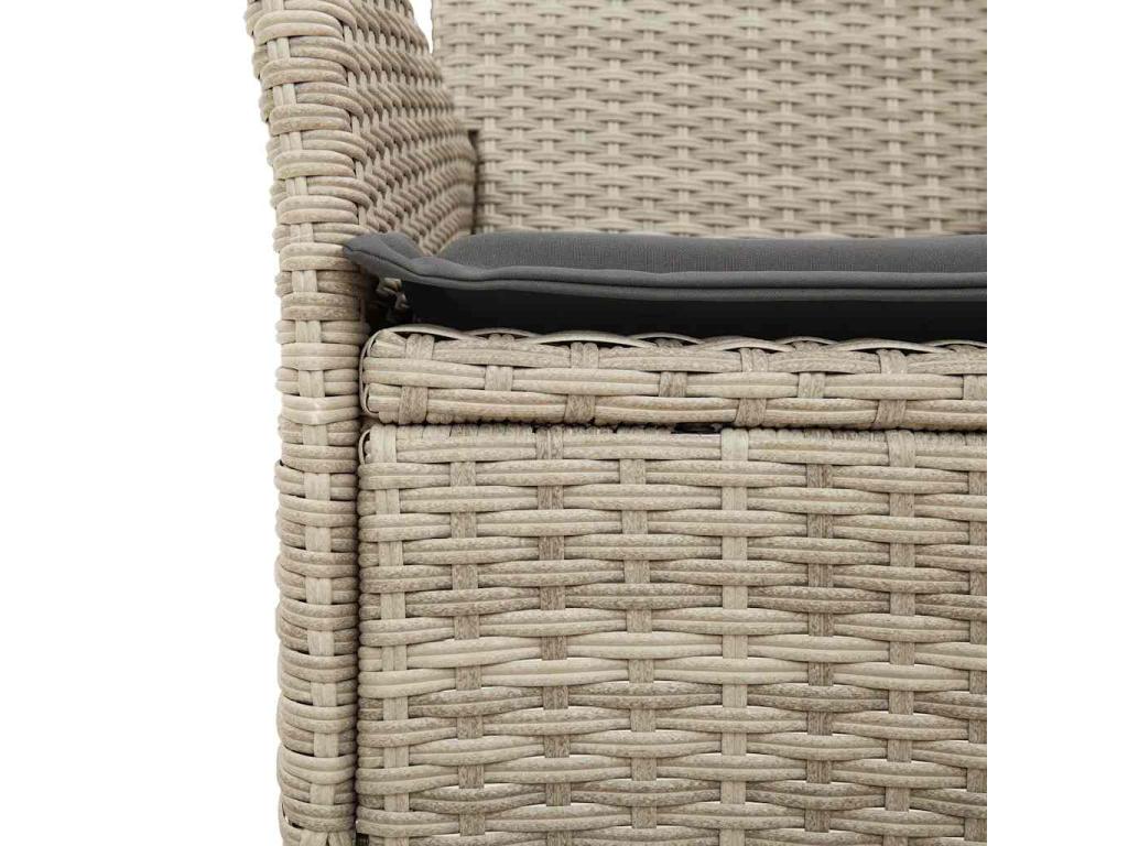 Garden dining set with cushions, 3 pieces, rattan and glass, 80783YUEJ