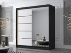 Calmetop 186 Black - White Wardrobe 215x180x58cm Sliding Wardrobe Doors 92317PWVE