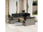 9-piece garden furniture set with grey resin wicker cushions 92650DBYJ