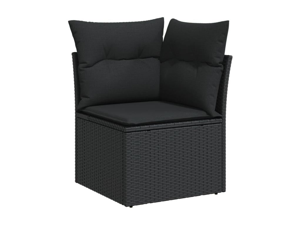 12-piece garden furniture set with cushions, black resin wicker, 75724WDBM