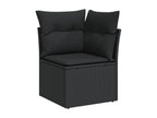 12-piece garden furniture set with cushions, black resin wicker, 75724WDBM