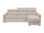 Reversible corner sofa bed in beige corduroy - 140 cm sleeping area - 18 cm mattress - Calmetop 65203RHWV