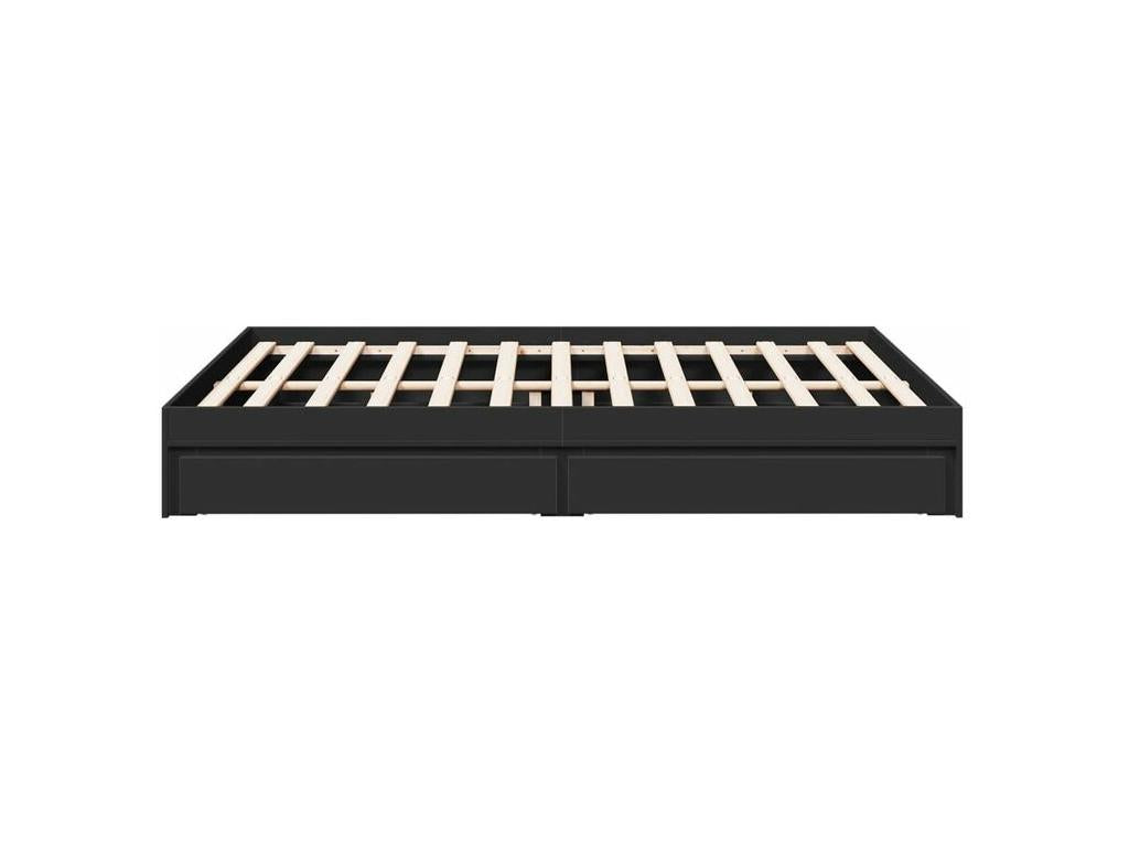 Bed frame with drawers, black, 150x200 cm, engineered wood, 04557GCLV