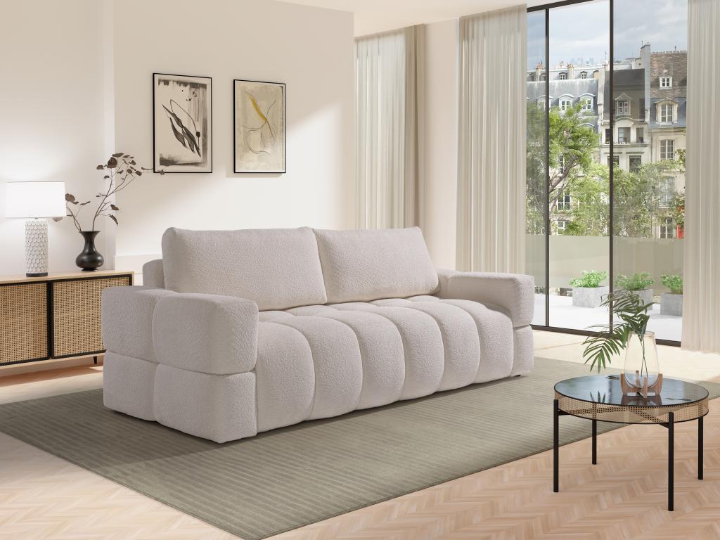 Nidchicshop 35293ZRPB 3-seater convertible sofa in beige bouclé fabric