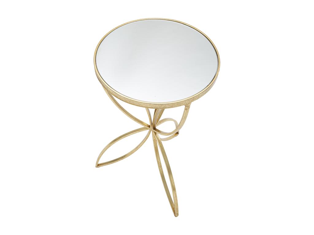 Round gold metal coffee table with mirrored top, 35x60 cm, 70546EIWP