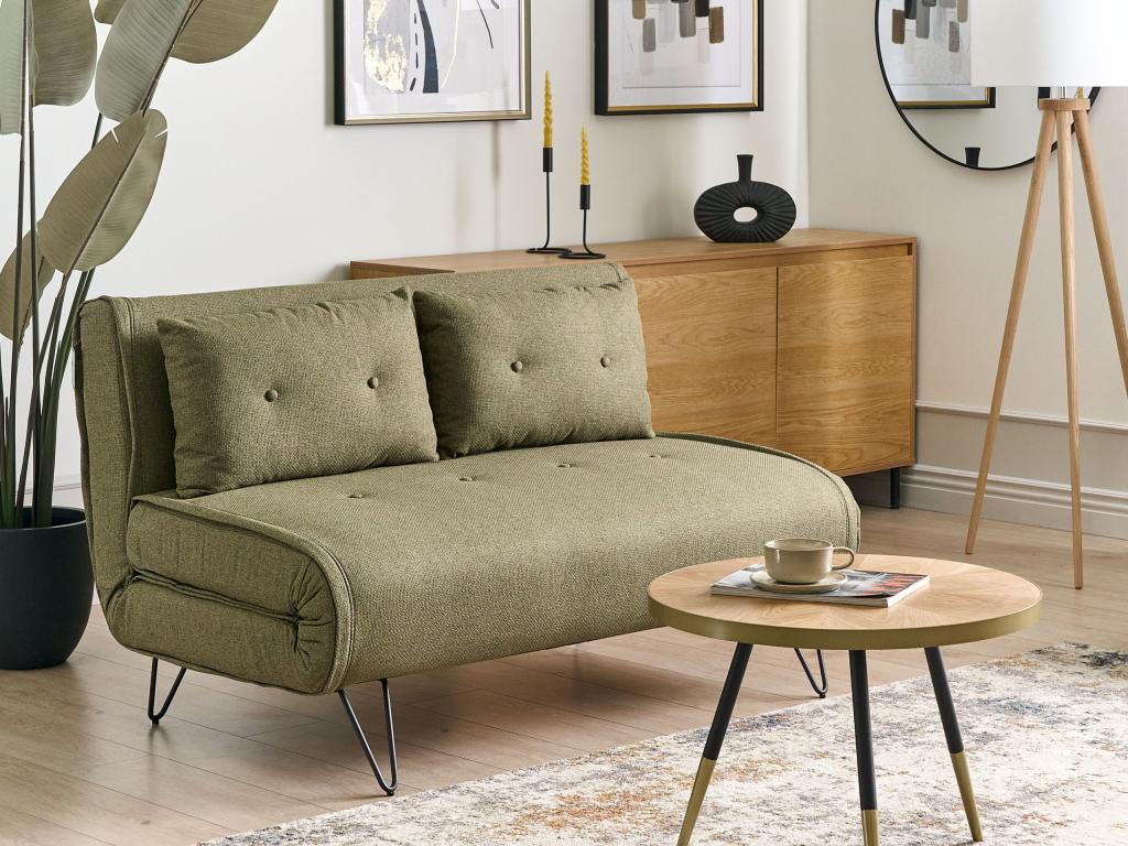 Nidchicshop Sofa Bed, Olive Green Fabric, 2-Seater, 69212FQWX
