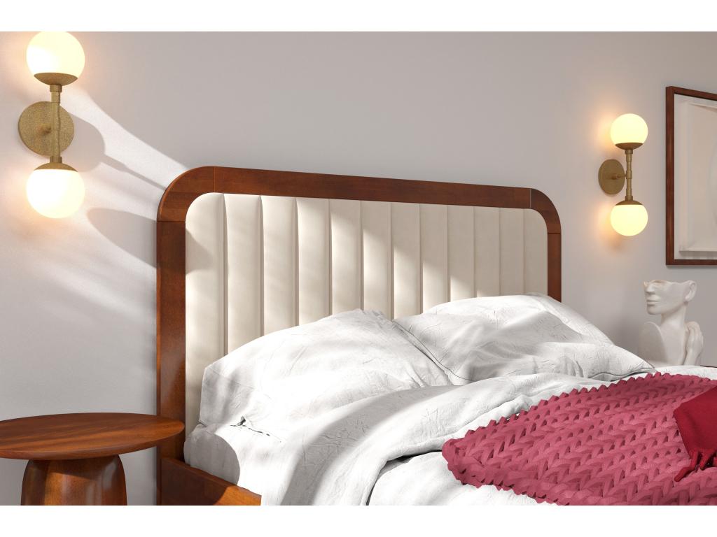 Calmetop upholstered bed in beech wood with a high headboard / 160x200 cm, walnut color, Casablanca headboard 2301 20560ASCF