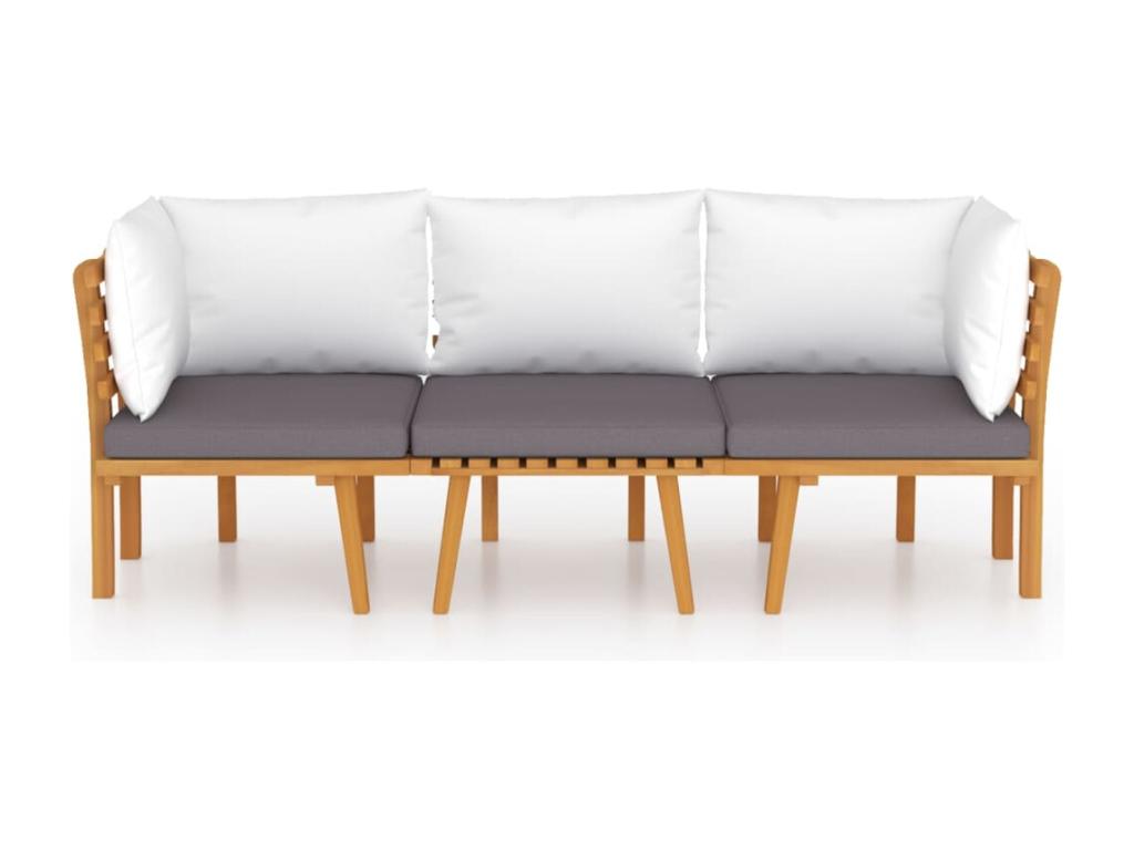 3-piece garden furniture set with cushions, solid Calmetop wood 07509ZBWW