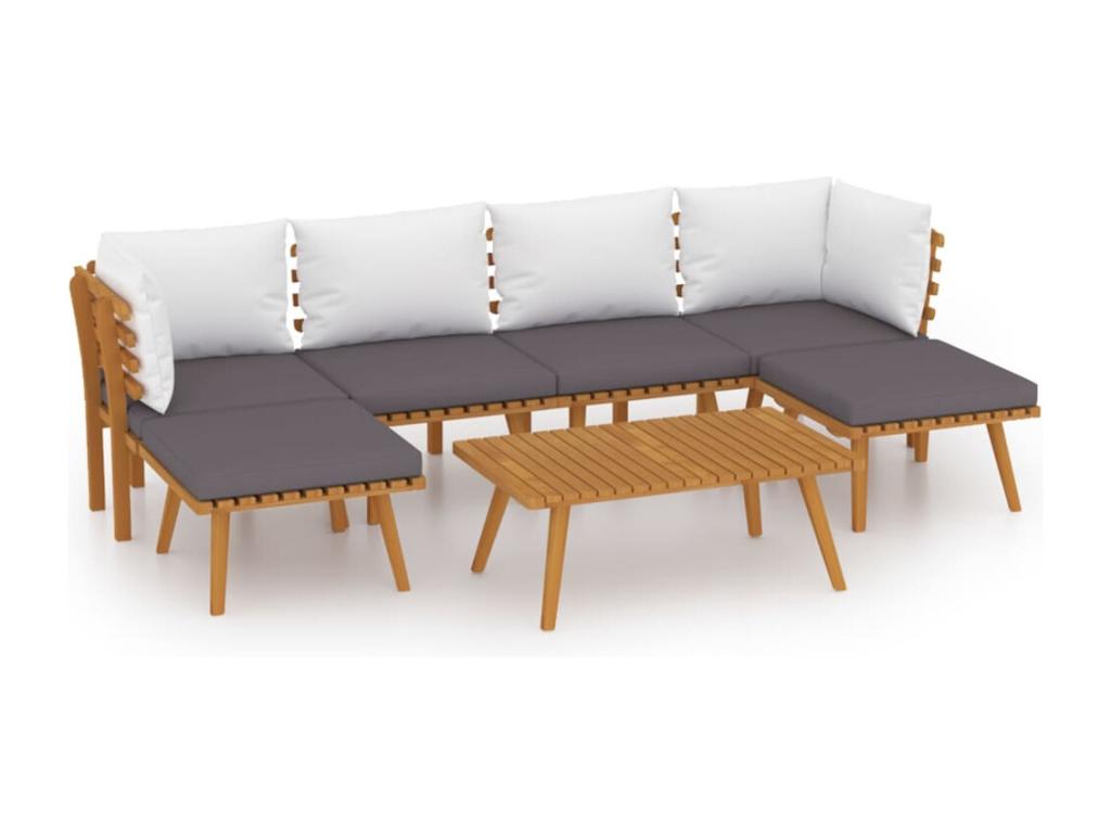 7-piece garden furniture set with cushions, solid wood, Nidchicshop 22843BPKD