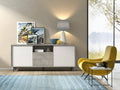Calmetop Buffet with 2 Doors and 2 Drawers, Elegant Living Room Buffet, TV Stand, Made in Italy, 184x45x77 cm, White and Cement, 24476FGGX