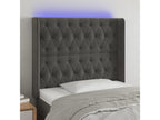 Dark Grey LED Headboard 103x16x118/128 cm Velvet 60911MQFV