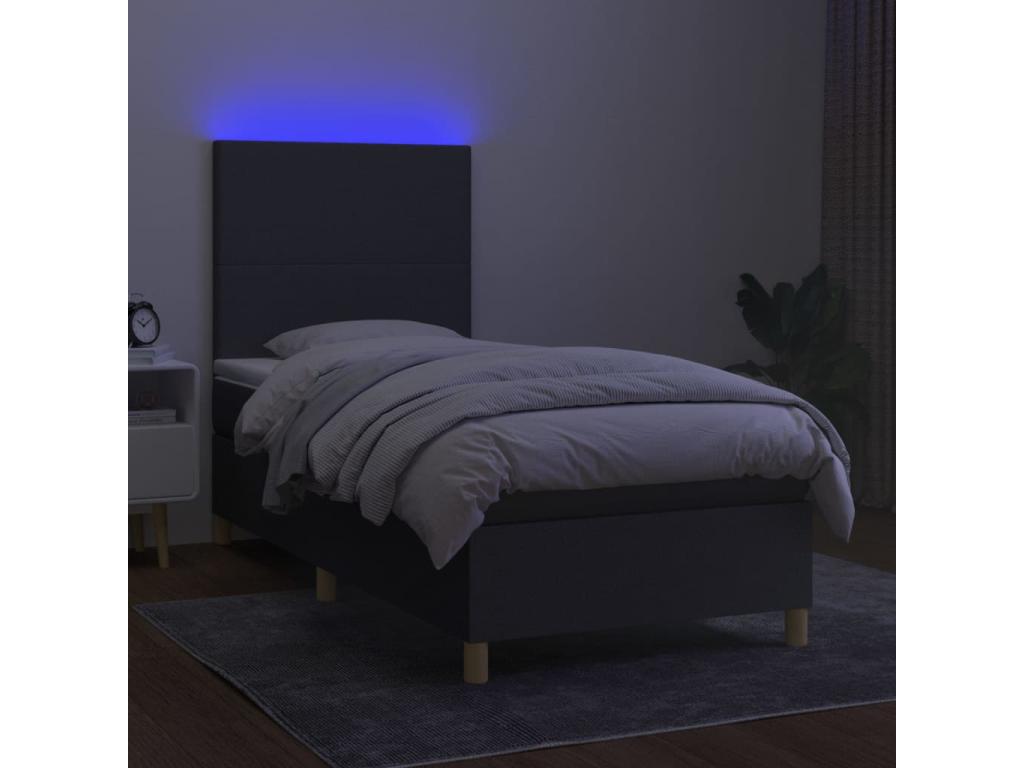 Calmetop bed base with mattress and LED, dark grey, 80x200cm, 33432DLHS
