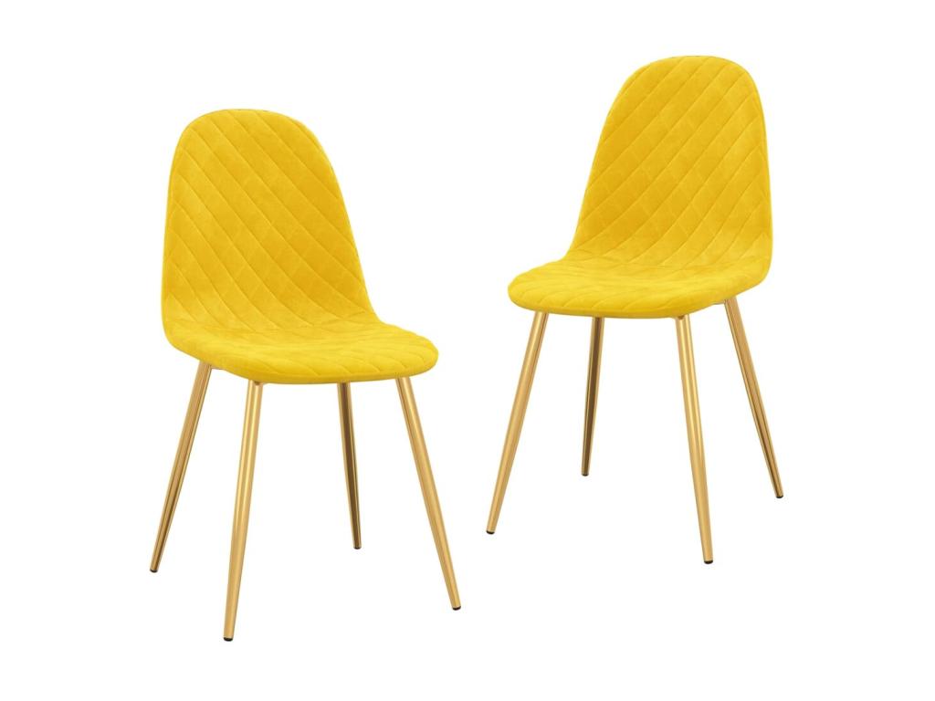 Chair with gold metal legs and yellow velvet seat, Nidchicshop - Set of 2 29068RIIR