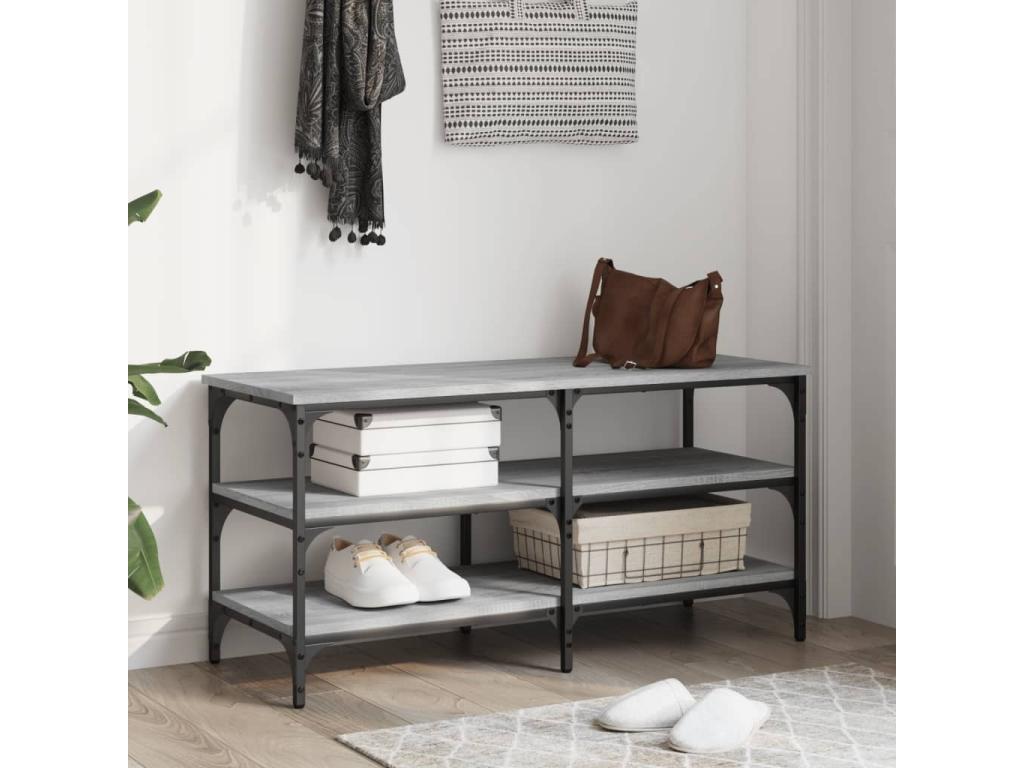Nidchicshop grey shoe bench 100x38.5x49 cm engineered wood 94357OBBR