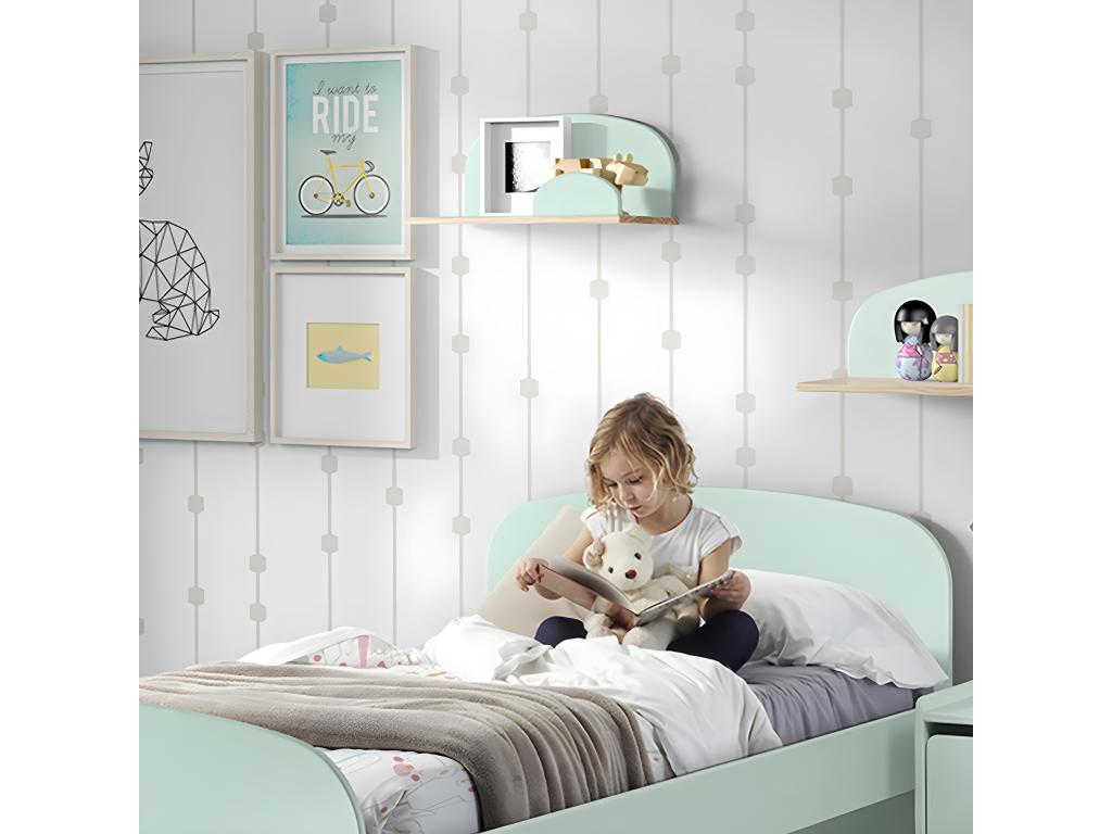 Nidchicshop - 45cm Wall Shelf, Mint Green and Wood 40671LMPP