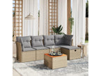 Calmetop 6-piece garden furniture set with cushions, beige woven resin, 18765NAZO
