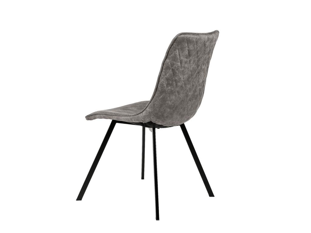 Light grey faux leather fabric chair with black metal legs, Nidchicshop 43188GNHQ