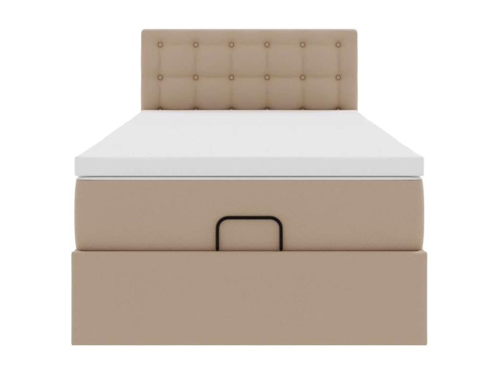 Nidchicshop bed frame and cappuccino mattress 90x190 cm faux leather 99539CCSE