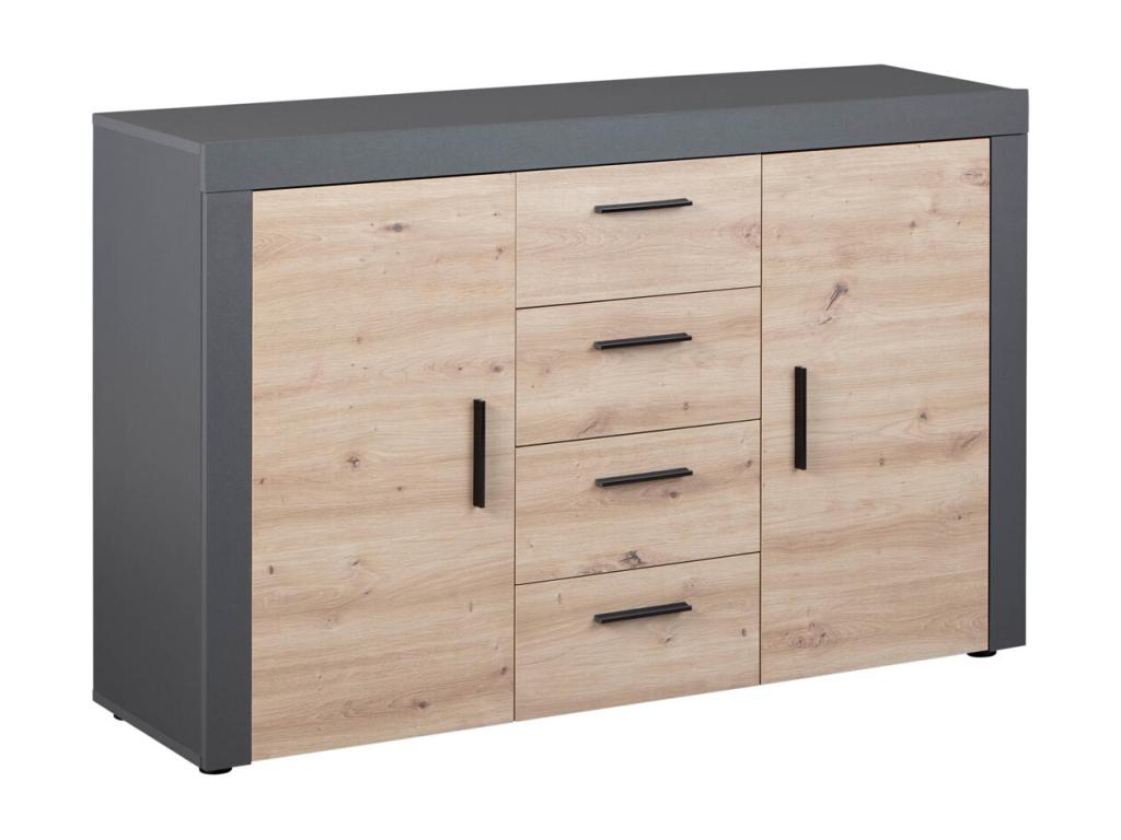 Nidchicshop 4-Drawer Chest, 134cm, Oak/Anthracite, 24823GNBC