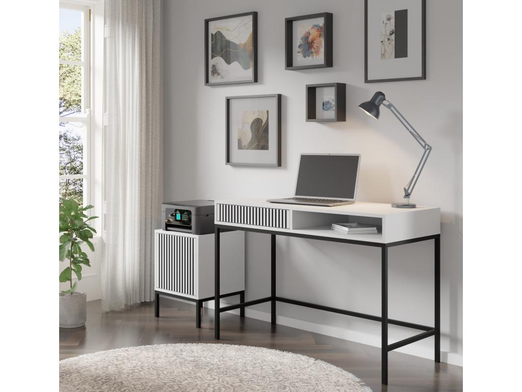 Nidchicshop F bedside table 41x40 cm - cabinet - matte white / matte black 06366OJWW