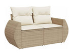 7-piece garden furniture set with cushions, beige woven resin 03347LXND