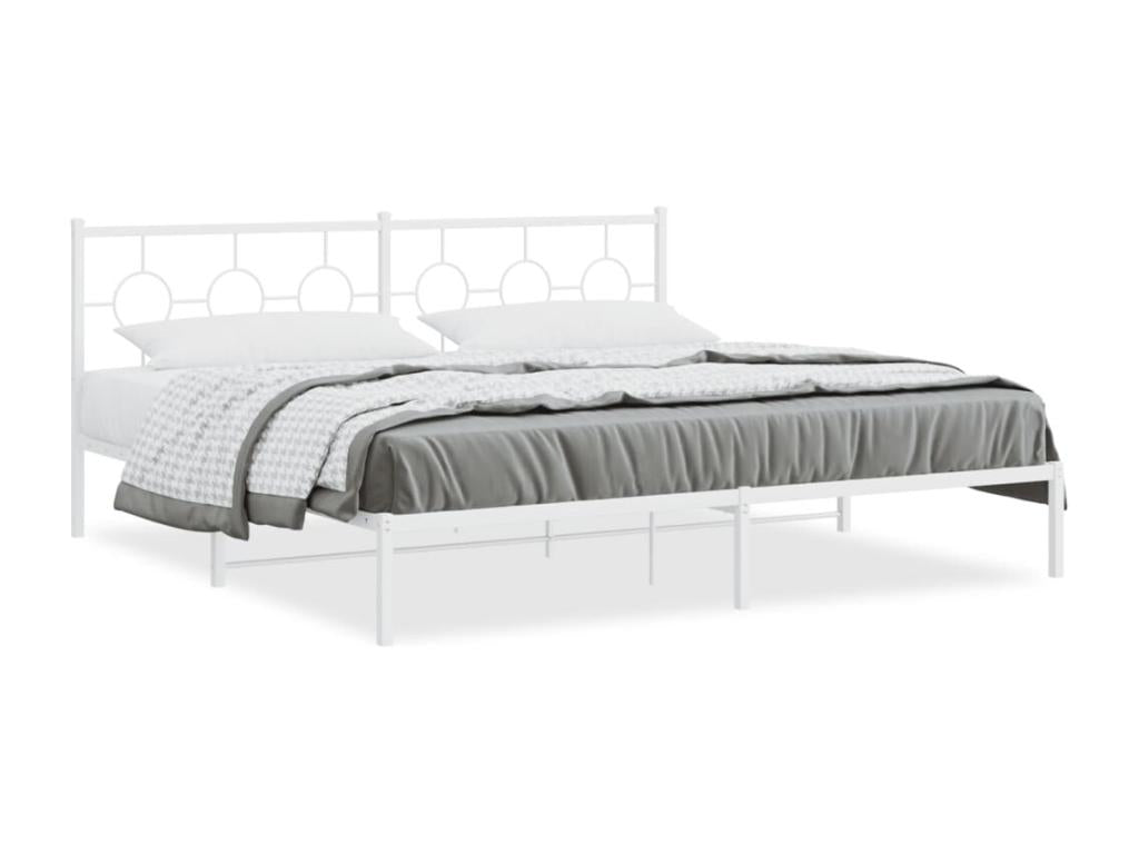 Metal bed frame with white headboard 193x203 96968MXJX