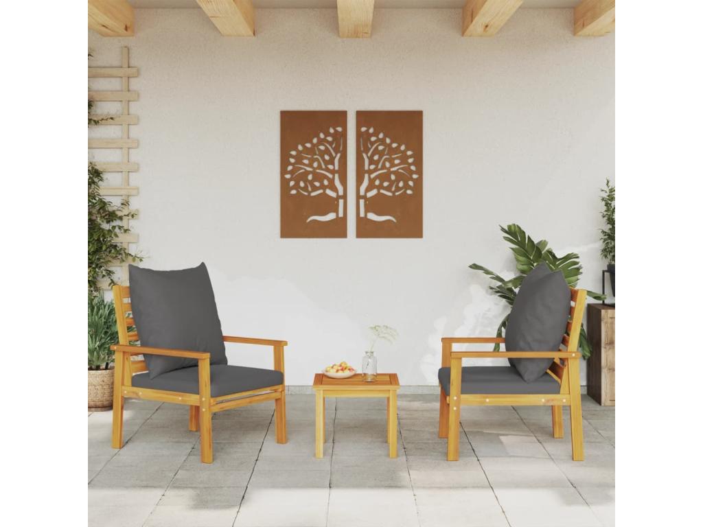 Set of 2 garden armchairs with cushions, solid wood, from Nidchicshop 75618TTAU