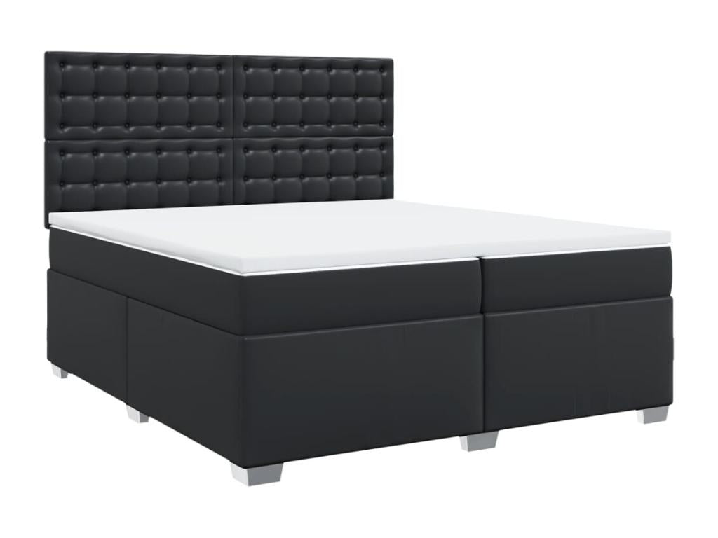 Calmetop bed base with mattress, black, 200x200 cm, faux leather, 10199MZAA