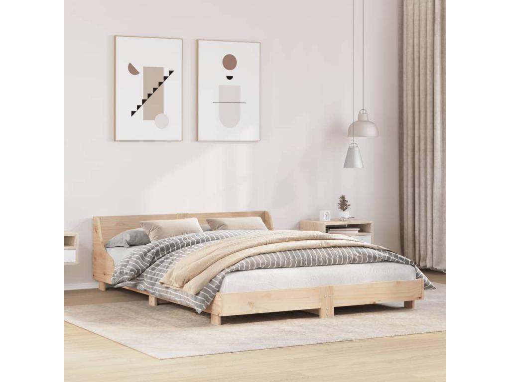 Bed frame without mattress 150x200 cm solid pine wood 31918UMZO