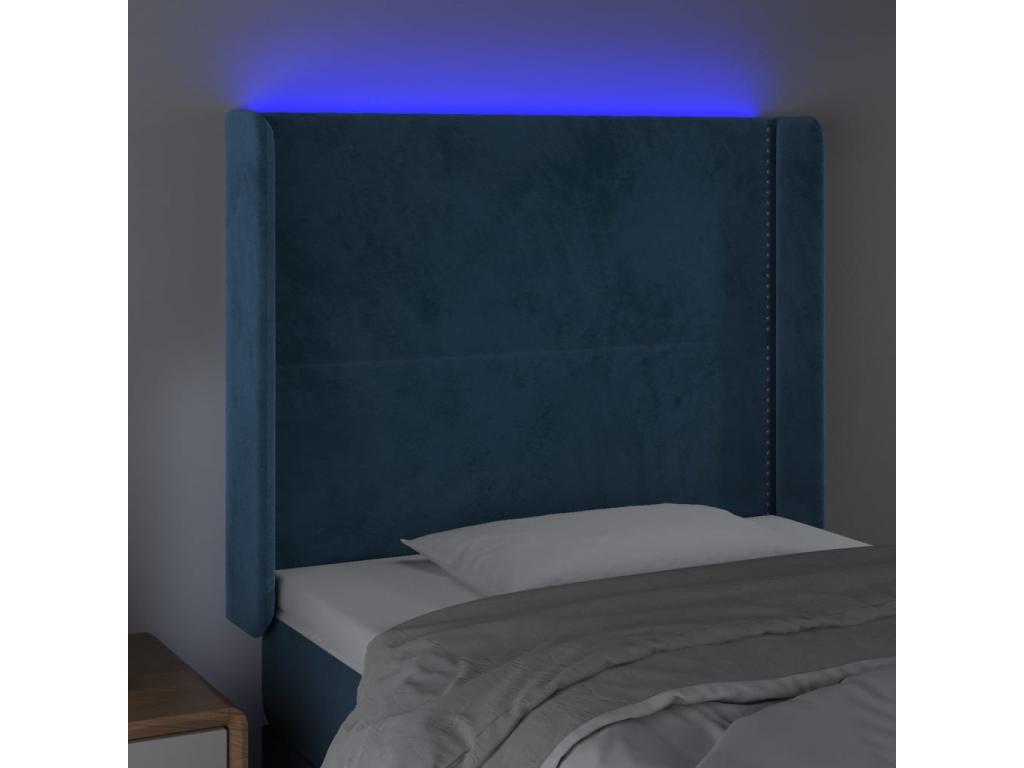 Dark Blue LED Headboard 103x16x118/128 cm Velvet 18981IKAT