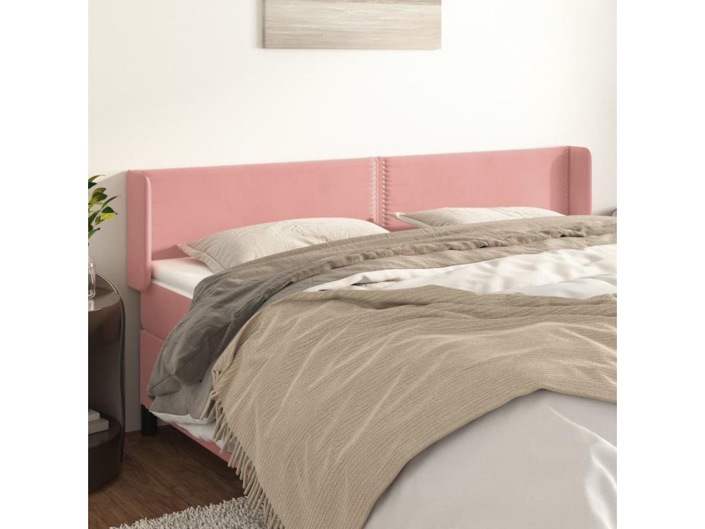 Headboard with wings, Pink, 203x16x78/88 cm, Velvet, 37026JQRV