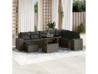 9-piece garden furniture set with grey resin wicker cushions 99641EJHZ