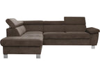Nidchicshop 5-seater luxury velvet corner sofa, chocolate brown, left-hand corner, 35899PCKM
